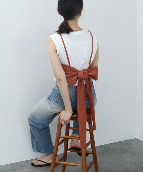 HEILIS（ヘイリス）の「バックリボンビスチェ / バックリボン ビスチェ レイヤード（キャミソール・レディース・オレンジ/グレー・FREE）」の8枚目の写真