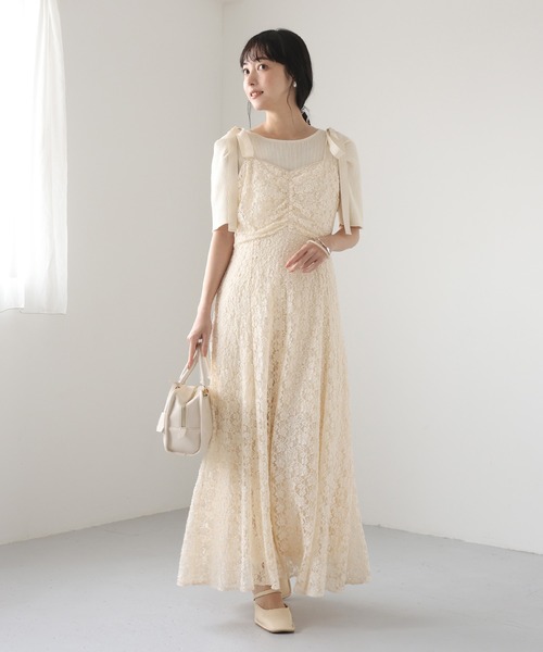 専用❤CLATHAS ワンピ 羊毛 モカベージュ ガーゼティアードAラインワンピース（ワンピース）｜moi tytto