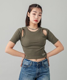 X-girl | CURSIVE LOGO SHOULDER SLIT TOP(Tシャツ/カットソー)