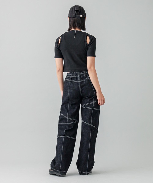 X-girl(エックスガール)の「CURSIVE LOGO SHOULDER SLIT TOP(Tシャツ/カットソー・レディース・ブラック/オリーブ/ホワイト・S/M)」の11枚目の写真