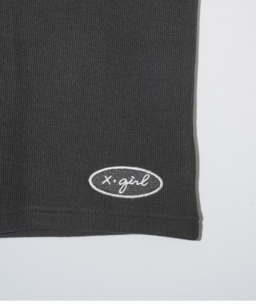 X-girl(エックスガール)の「CURSIVE LOGO SHOULDER SLIT TOP(Tシャツ/カットソー・レディース・ブラック/オリーブ/ホワイト・S/M)」の20枚目の写真