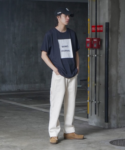 BANKS（バンクス）の「DESIGN TEE/BANKS(バンクス)フロントボックスロゴプリントスタンダードフィット半袖カットソー（Tシャツ/カットソー・メンズ・ブラック/ダークグリーン/オフホワイト・MEDIUM/LARGE/X-LARGE/SMALL）」の9枚目の写真