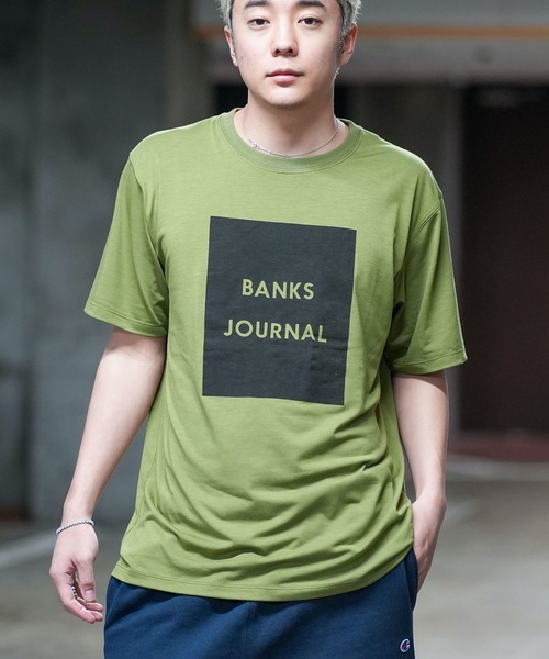 BANKS（バンクス）の「DESIGN TEE/BANKS(バンクス)フロントボックスロゴプリントスタンダードフィット半袖カットソー（Tシャツ/カットソー・メンズ・ブラック/ダークグリーン/オフホワイト・MEDIUM/LARGE/X-LARGE/SMALL）」の20枚目の写真