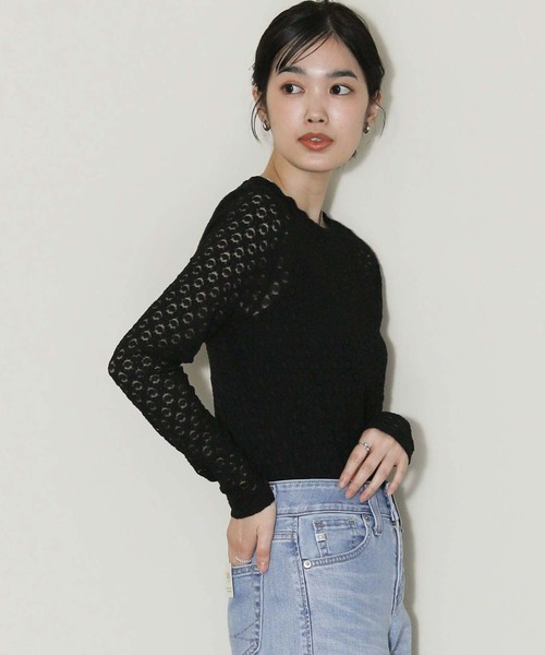 Gready Brilliant(グレディブリリアン)の「レースクルーネックプルオーバー(Tシャツ/カットソー・レディース・オフホワイト/ブラック・FREE)」の11枚目の写真