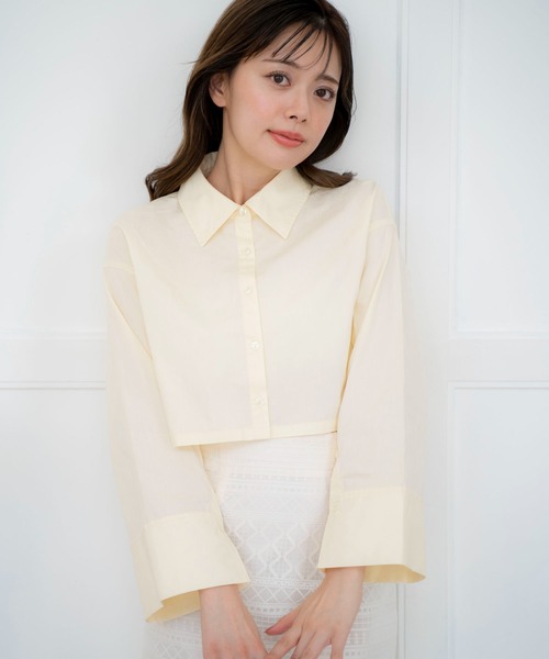 NOELA（ノエラ）の「クロップドシャツ（シャツ/ブラウス・レディース・イエロー/オフホワイト/ブルー・フリー）」の3枚目の写真