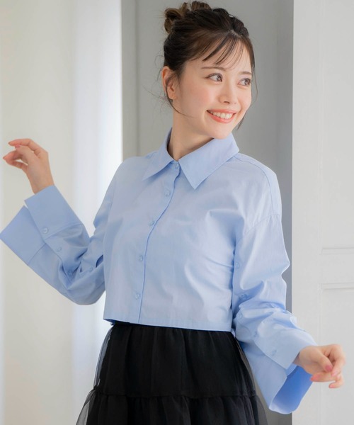 NOELA（ノエラ）の「クロップドシャツ（シャツ/ブラウス・レディース・イエロー/オフホワイト/ブルー・フリー）」の2枚目の写真