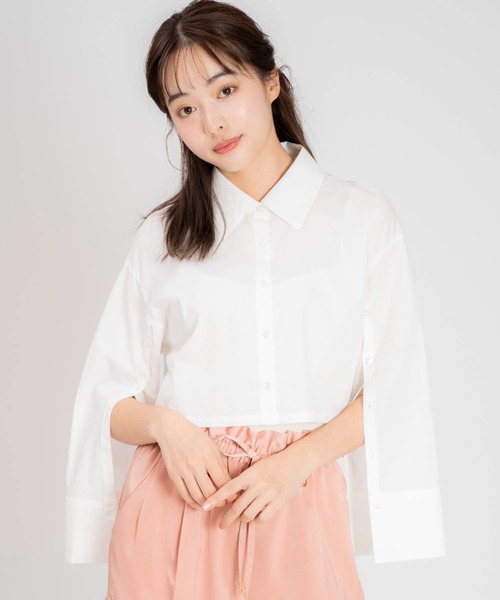 NOELA（ノエラ）の「クロップドシャツ（シャツ/ブラウス・レディース・イエロー/オフホワイト/ブルー・フリー）」の4枚目の写真