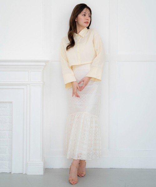 NOELA（ノエラ）の「クロップドシャツ（シャツ/ブラウス・レディース・イエロー/オフホワイト/ブルー・フリー）」の9枚目の写真