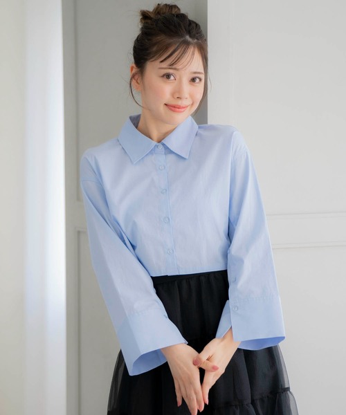 NOELA（ノエラ）の「クロップドシャツ（シャツ/ブラウス・レディース・イエロー/オフホワイト/ブルー・フリー）」の10枚目の写真