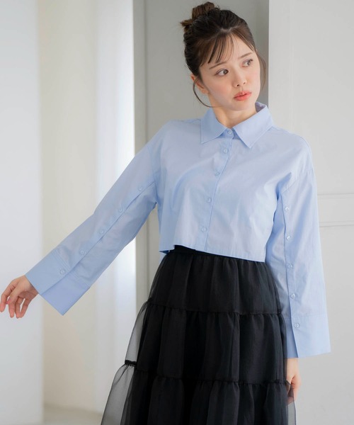 NOELA（ノエラ）の「クロップドシャツ（シャツ/ブラウス・レディース・イエロー/オフホワイト/ブルー・フリー）」の11枚目の写真