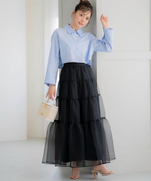 NOELA（ノエラ）の「クロップドシャツ（シャツ/ブラウス・レディース・イエロー/オフホワイト/ブルー・フリー）」の12枚目の写真