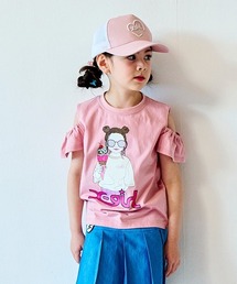 X-girl Stages | アイスクリームガール線画肩アキ半袖Tシャツ(Tシャツ/カットソー)