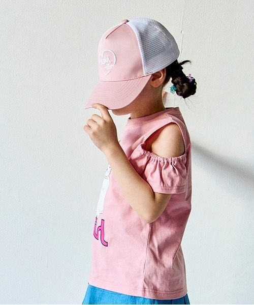 X-girl Stages（エックスガールステージス）の「アイスクリームガール線画肩アキ半袖Tシャツ（Tシャツ/カットソー・キッズ・ブラック/オフホワイト/ピンク・90cm/140cm/130cm/120cm/110cm/100cm）」の5枚目の写真