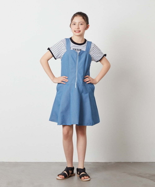 a.v.v（アーヴェヴェ）の「[100-130]フロントジップジャンスカ（ワンピース・キッズ・ブルー/ブラック・100/110/120/130）」の11枚目の写真