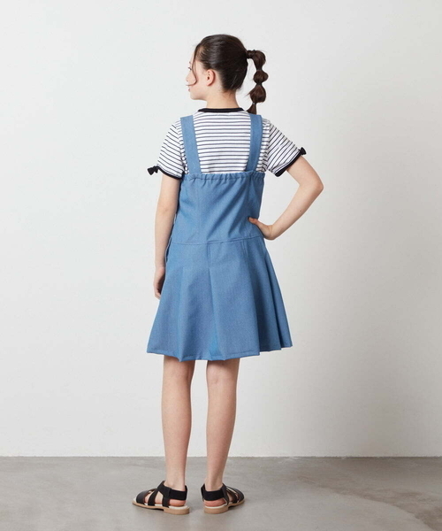 a.v.v（アーヴェヴェ）の「[100-130]フロントジップジャンスカ（ワンピース・キッズ・ブルー/ブラック・100/110/120/130）」の5枚目の写真