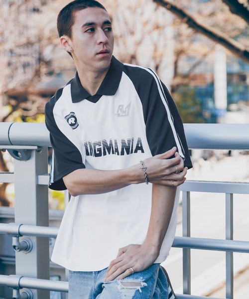 Ridingmania（ライディングマニア）の「【Ridingmania/ライディングマニア】 袖サイドライン/ルーズゲームシャツ（Tシャツ/カットソー・メンズ・グレー系その他/パープル/オフホワイト・LARGE/MEDIUM）」の20枚目の写真