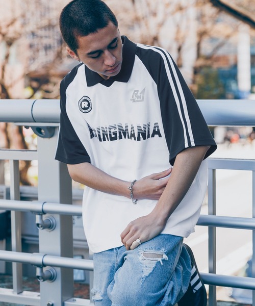 Ridingmania（ライディングマニア）の「【Ridingmania/ライディングマニア】 袖サイドライン/ルーズゲームシャツ（Tシャツ/カットソー・メンズ・グレー系その他/パープル/オフホワイト・LARGE/MEDIUM）」の21枚目の写真