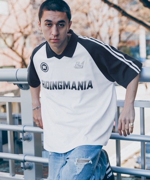 Ridingmania（ライディングマニア）の「【Ridingmania/ライディングマニア】 袖サイドライン/ルーズゲームシャツ（Tシャツ/カットソー・メンズ・グレー系その他/パープル/オフホワイト・LARGE/MEDIUM）」の22枚目の写真