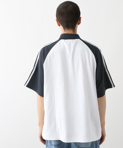 Ridingmania（ライディングマニア）の「【Ridingmania/ライディングマニア】 袖サイドライン/ルーズゲームシャツ（Tシャツ/カットソー・メンズ・グレー系その他/パープル/オフホワイト・LARGE/MEDIUM）」の7枚目の写真