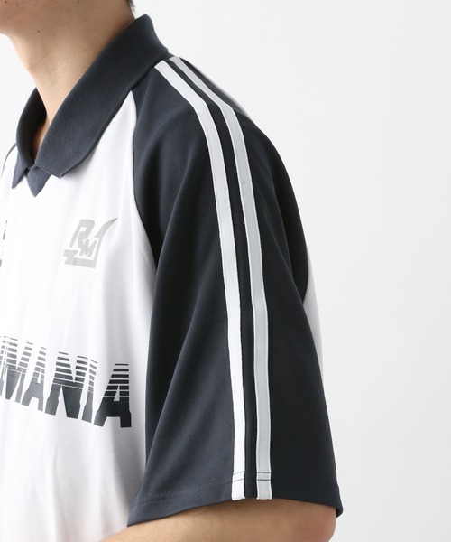 Ridingmania（ライディングマニア）の「【Ridingmania/ライディングマニア】 袖サイドライン/ルーズゲームシャツ（Tシャツ/カットソー・メンズ・グレー系その他/パープル/オフホワイト・LARGE/MEDIUM）」の14枚目の写真