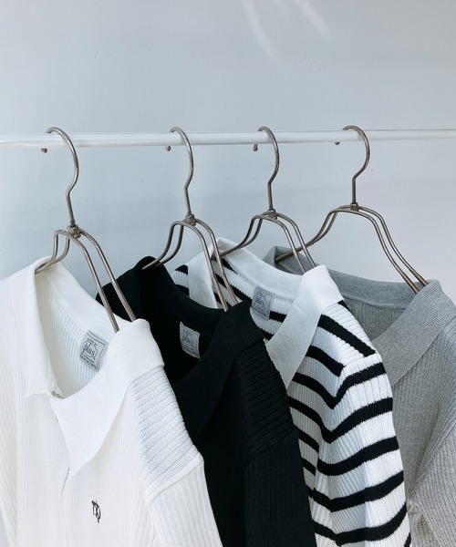 AS KNOW AS plus（アズノゥアズプラス）の「◎ロゴ刺繍 Wジップ衿付き半袖ニットカーディガン（カーディガン/ボレロ・レディース・ブラック/ホワイト×ブラック/オフホワイト/シルバー/レッド/ブルーグレー/ネイビー系/グリーン系/ネイビー/ホワイト系・FREE）」の13枚目の写真