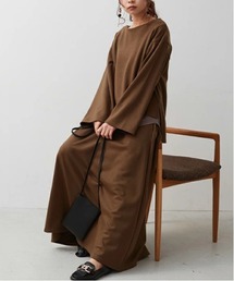 No one knows（ノーワンノーズ）の「ボートネック カットソー マキシ フレア スカート セットアップ 上下セット（セットアップ）」