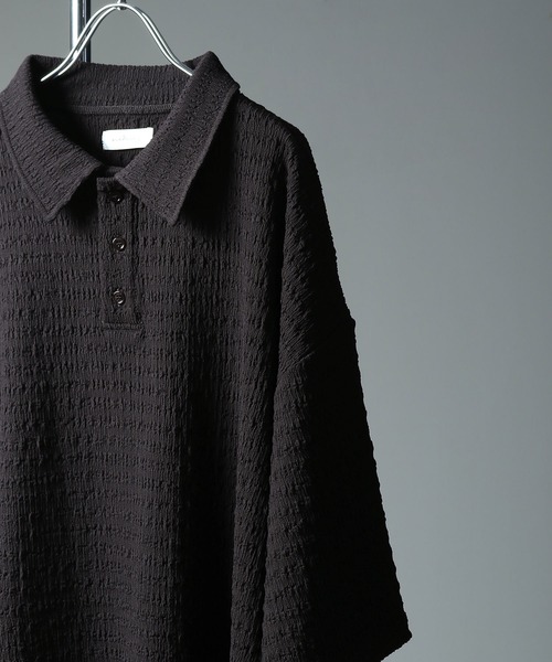 NILWAY（ニルウェイ）の「ジャガードニットルーズポロシャツ/ジャガード ルーズ 半袖ニット ポロシャツ（ポロシャツ・メンズ・アイボリー/ブルー/チャコール/ブラック・LARGE/MEDIUM）」の11枚目の写真
