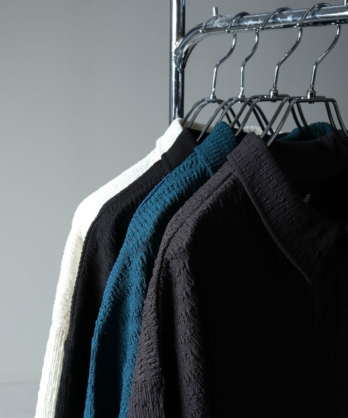 NILWAY（ニルウェイ）の「ジャガードニットルーズポロシャツ/ジャガード ルーズ 半袖ニット ポロシャツ（ポロシャツ・メンズ・アイボリー/ブルー/チャコール/ブラック・LARGE/MEDIUM）」の13枚目の写真