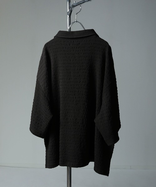 NILWAY（ニルウェイ）の「ジャガードニットルーズポロシャツ/ジャガード ルーズ 半袖ニット ポロシャツ（ポロシャツ・メンズ・アイボリー/ブルー/チャコール/ブラック・LARGE/MEDIUM）」の16枚目の写真