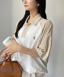 【Ada.別注】U.S. POLO ASSN. バイカラー オーバーサイズ ポロシャツ