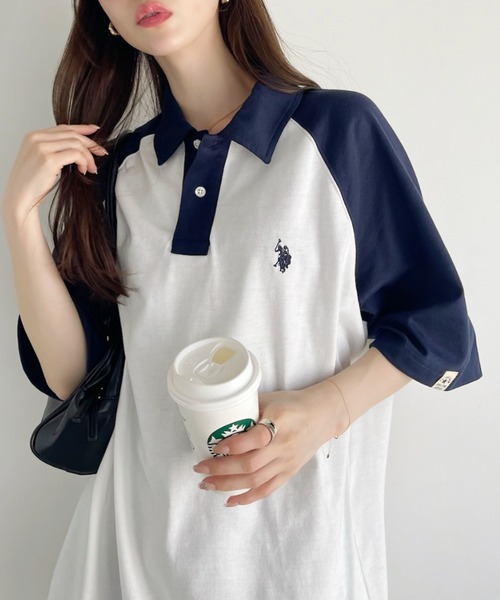 ポロシャツ ポロ AAPE POLO レディース セール】【Ada.別注】U.S. POLO ASSN. バイカラー オーバー