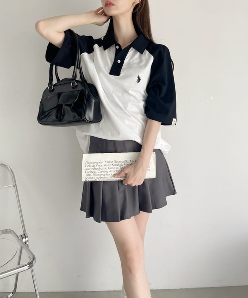 U.S. POLO ASSN.（ユーエスポロアッスン）の「【Ada.別注】U.S. POLO ASSN. バイカラー オーバーサイズ ポロシャツ（ポロシャツ・レディース・ネイビー系/ブラウン系/グレー系/ブラック系・M/S）」の8枚目の写真