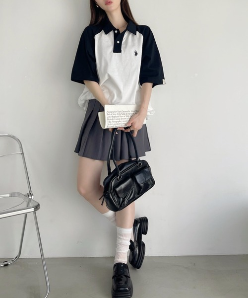 U.S. POLO ASSN.（ユーエスポロアッスン）の「【Ada.別注】U.S. POLO ASSN. バイカラー オーバーサイズ ポロシャツ（ポロシャツ・レディース・ネイビー系/ブラウン系/グレー系/ブラック系・M/S）」の9枚目の写真