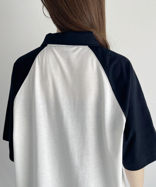 U.S. POLO ASSN.（ユーエスポロアッスン）の「【Ada.別注】U.S. POLO ASSN. バイカラー オーバーサイズ ポロシャツ（ポロシャツ・レディース・ネイビー系/ブラウン系/グレー系/ブラック系・M/S）」の12枚目の写真