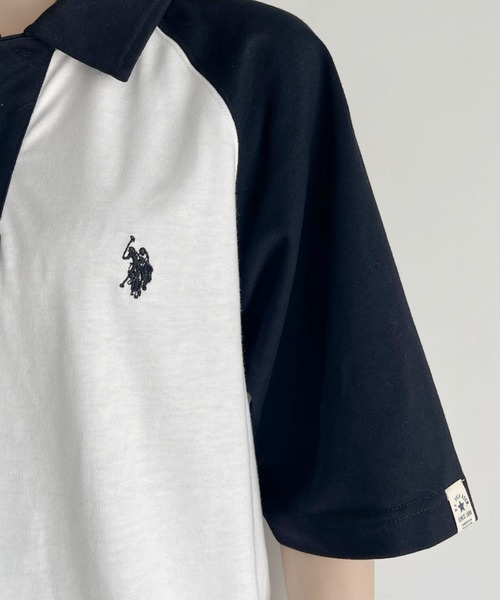 U.S. POLO ASSN.（ユーエスポロアッスン）の「【Ada.別注】U.S. POLO ASSN. バイカラー オーバーサイズ ポロシャツ（ポロシャツ・レディース・ネイビー系/ブラウン系/グレー系/ブラック系・M/S）」の14枚目の写真