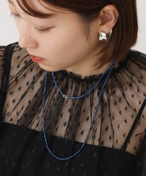 Lilas(リラ)の「インディゴパール3mm60cmネックレス K10(ネックレス・レディース・ネイビー・FREE)」の6枚目の写真