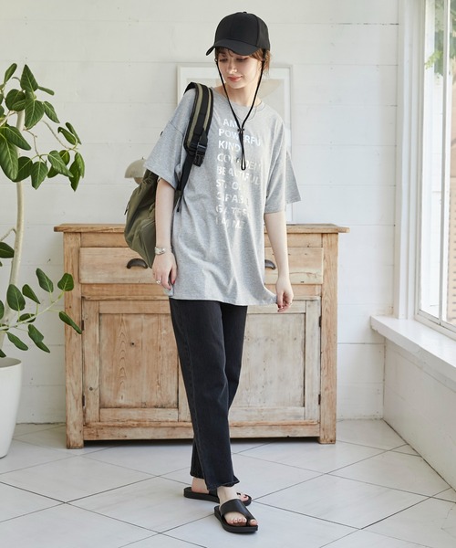 ANGIE(アンジー)の「箔 メタリック プリント オーバーサイズ メッセージT(半袖)(Tシャツ/カットソー・レディース・杢グレー/ブラック/ホワイト・FREE)」の9枚目の写真