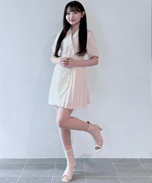 NOMAE(ノーマエ)の「プリーツ異素材シアーテーラードワンピース(ワンピース・レディース・グレー/ブラック/アイボリー/ブルー/グレー系その他・FREE)」の19枚目の写真