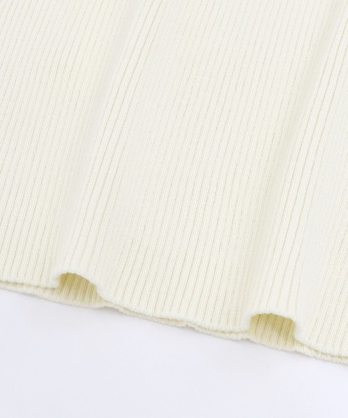 BLUEEAST（ブルーイースト）の「ショルダーリボンノースリリブニット（タンクトップ・レディース・ブルーグレー/オフホワイト/ブラック・MEDIUM）」の12枚目の写真