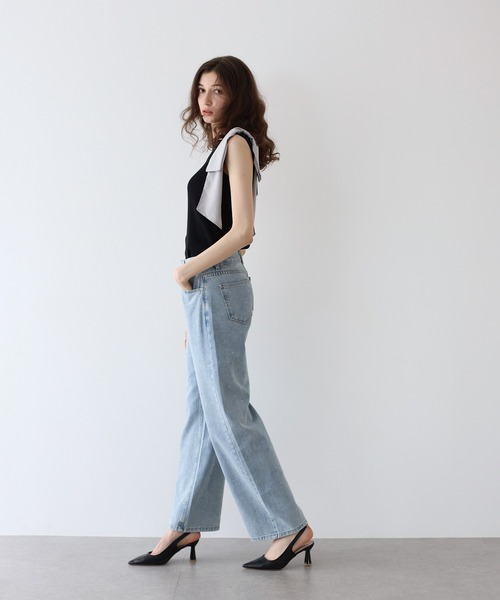 タンクトップ ノースリーブ one shoulder ribbon tank / ワンショルダーリボンタンク レディース Songe タンクトップ ノースリーブ バッグリボンホルターネック
