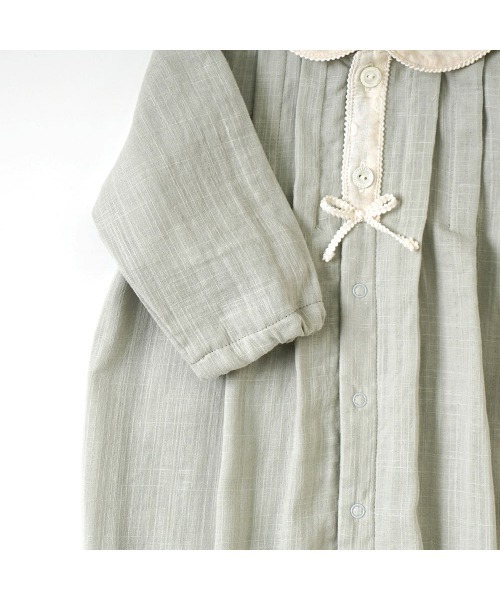 Hoppetta（ホッペッタ）の「【Hoppetta(ホッペッタ)】Wガーゼ丸衿　2wayドレス 50-70cm / ツーウェイオール（ロンパース・キッズ・グリーン・50-70cm）」の4枚目の写真