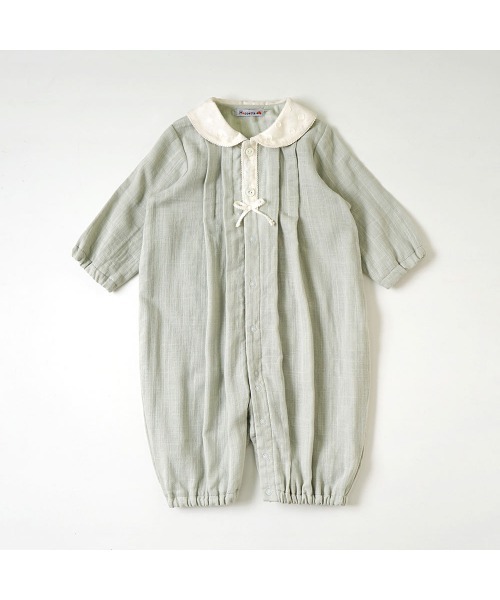 Hoppetta（ホッペッタ）の「【Hoppetta(ホッペッタ)】Wガーゼ丸衿　2wayドレス 50-70cm / ツーウェイオール（ロンパース・キッズ・グリーン・50-70cm）」の5枚目の写真