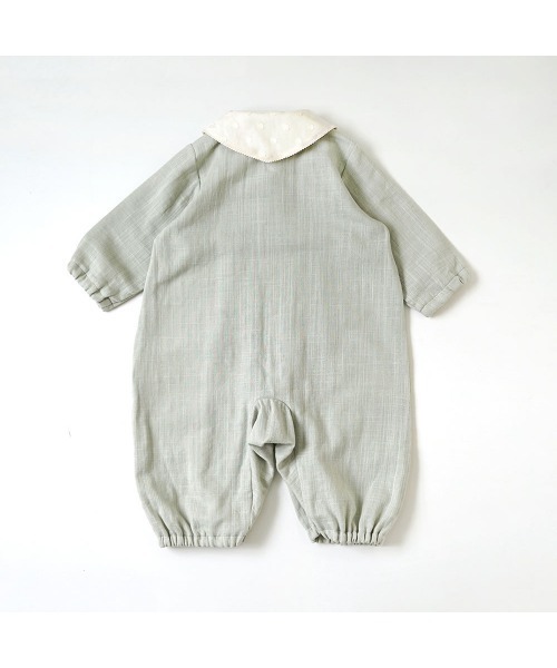 Hoppetta（ホッペッタ）の「【Hoppetta(ホッペッタ)】Wガーゼ丸衿　2wayドレス 50-70cm / ツーウェイオール（ロンパース・キッズ・グリーン・50-70cm）」の6枚目の写真