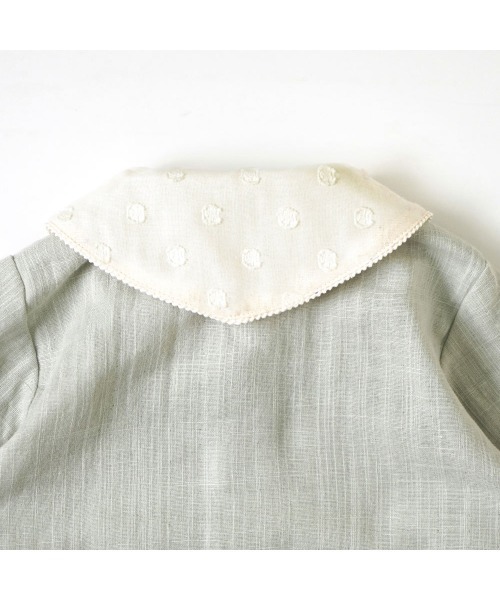 Hoppetta（ホッペッタ）の「【Hoppetta(ホッペッタ)】Wガーゼ丸衿　2wayドレス 50-70cm / ツーウェイオール（ロンパース・キッズ・グリーン・50-70cm）」の7枚目の写真