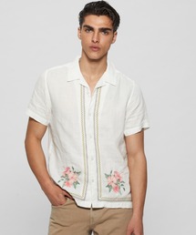 Guess | ECO Embroidered Island Linen Shirt 半袖 シャツ メンズ(シャツ/ブラウス)