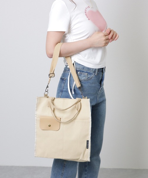Lace Ladies（レースレディース）の「異素材ミックス 2WAY スクエア 大容量 トートバッグ（トートバッグ・レディース・ブラック/アイボリー/グリーン/ベージュ・FREE）」の16枚目の写真