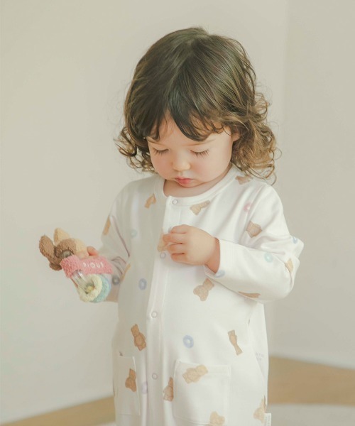 gelato pique（ジェラートピケ）の「【BABY】シリアルベア柄ロンパース（ルームウェア/パジャマ・キッズ・ピンク/オフホワイト・80/70）」の7枚目の写真