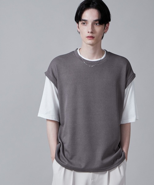 LUCY(ルーシー)の「LUCY/フェイクレイヤードベストT(Tシャツ/カットソー・メンズ・ネイビー/ダークグレー・LARGE/MEDIUM)」の3枚目の写真