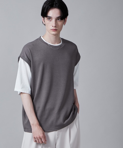 LUCY(ルーシー)の「LUCY/フェイクレイヤードベストT(Tシャツ/カットソー・メンズ・ネイビー/ダークグレー・LARGE/MEDIUM)」の4枚目の写真