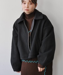 Meli rich（メリーリッチ）の「ボリューム袖ショート丈ジップブルゾン（ブルゾン）」